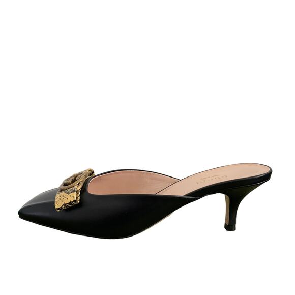 New GUCCI Women's BLACK Interlocking G Python Bow Mule Size 37.5 EUR | US 7.5 - Picture 4 of 14